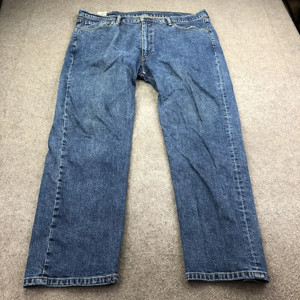 Levis 505 Jeans Mens 42x30 Blue Medium Wash Regular Straight Denim Pants Casual